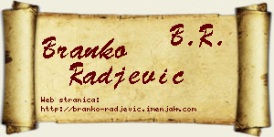 Branko Rađević vizit kartica